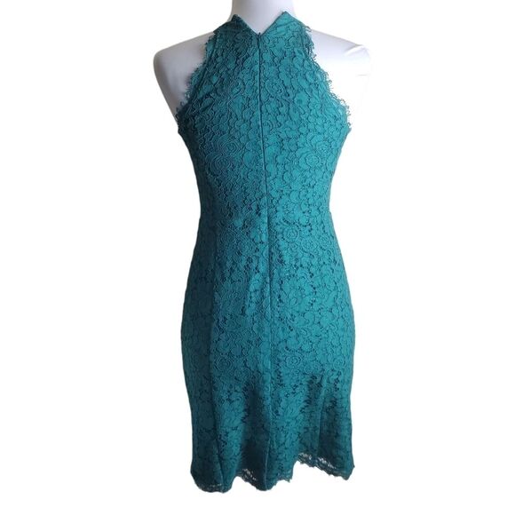 Loft Green Lace High Neck Bodycon Dress Size 0 - Picture 3 of 8